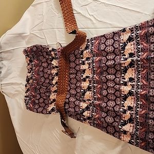 Long strapless dress with belt